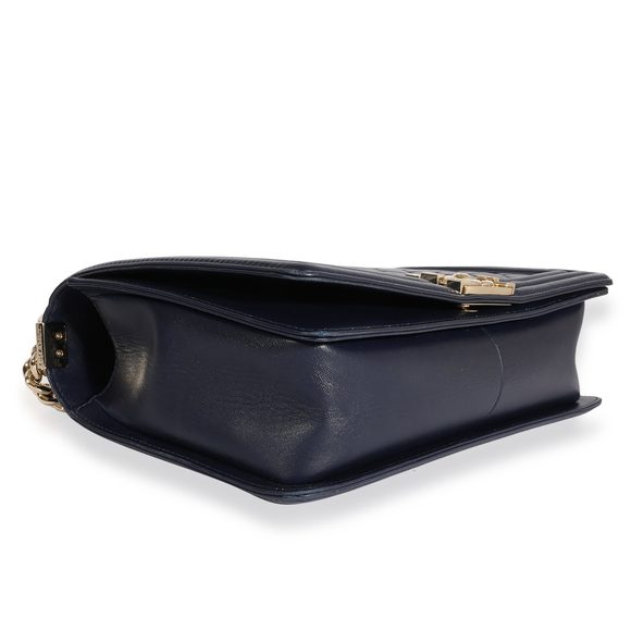 Chanel Navy Quilted Lambskin Large Boy Bag - Picture 7 of 7